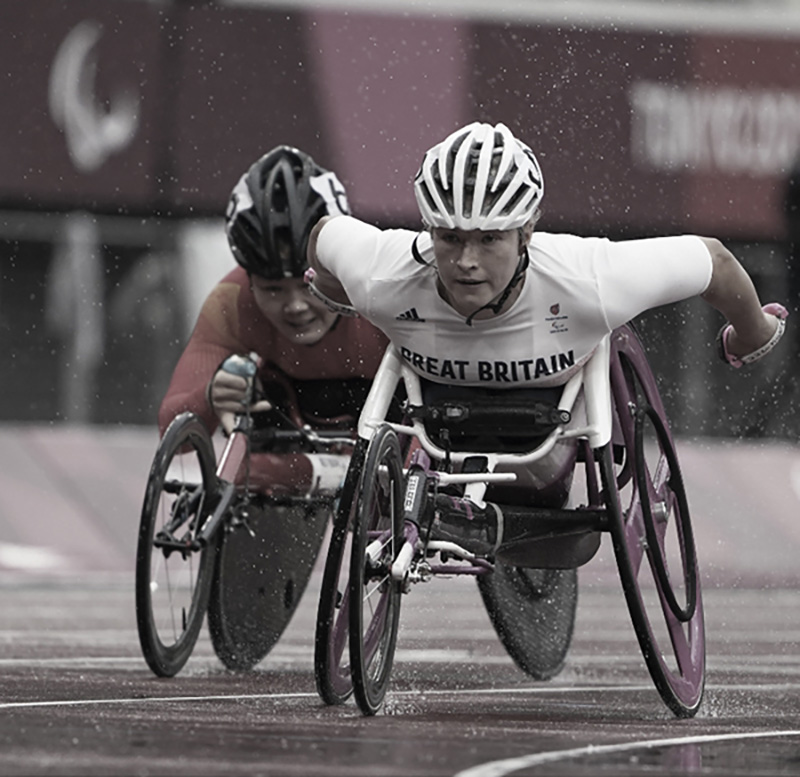 ParalympicsGB wheelchair racer Hannah Cockcroft in racing action